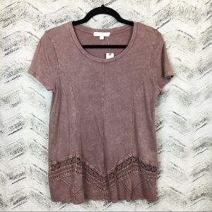NWT Anthro Eri + Ali Mauve Lace Cut Out Top